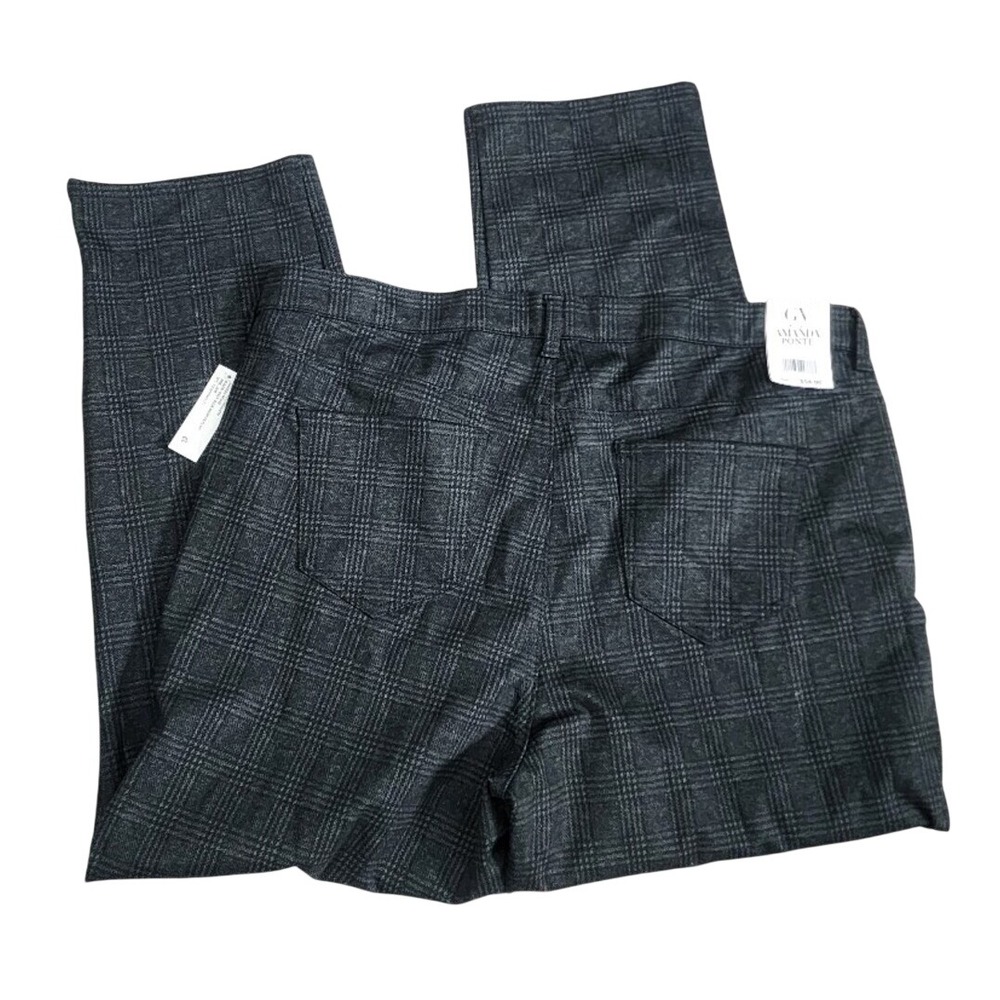 Gloria Vanderbilt Amanda Ponte Pants Gray Black Plaid Stretch Work Office 20W - Picture 2 of 10